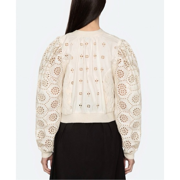 NWT SEA New York Lainey Eyelet-Embroidery Cream Long-Sleeve Cardigan Sweater - Picture 6 of 8
